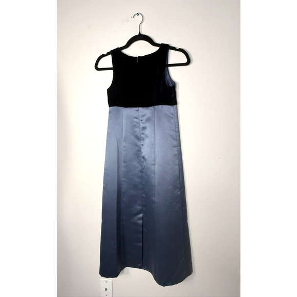 Talbots Vintage 90s NWT Silk Satin Velvet Dress Empire Waist Maxi Girls 8 Formal - Picture 2 of 6